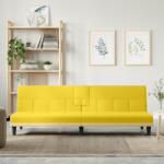 vidaXL Canapea extensibilă cu suporturi de pahar, galben, textil (351867) Canapea