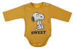  Hosszú ujjú baba body Snoopy mintával (62) - okker - babyshopkaposvar