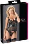 Cottelli Collection - fényes csíkos, átlátszó felső (fekete) (26315201021) - shop