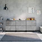 vidaXL Servante, 3 buc, gri beton, 60x35x70 cm, lemn prelucrat (3185779) Comoda