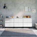 vidaXL Servante, 3 buc, alb extralucios, 60x35x70 cm, lemn prelucrat (3185777) Comoda