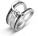 Victoria ezüst színű fekete fehér köves gyűrű double colour (VBKRZ12156)