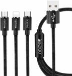 Yesido Cablu de Date 3in1 USB la Lightning, Type-C, Micro USB 60W, 3A, 1.2m - Yesido (CA-60) - Black (KF235524) - Technodepo