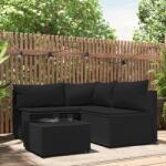 vidaXL Set mobilier relaxare grădină 4 piese cu perne poliratan negru (319781)