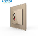 LIVOLO Priza simpla Audio RCA cu panou sticla crystal Livolo (VL-FCAU-1AP-P7E)