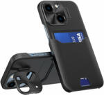  Carcasa Leather Wallet Stand compatibila cu iPhone 14 Plus Black (9145576269695)