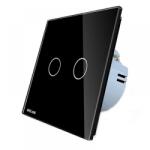 WELAIK Intrerupator dublu cu touch Welaik panou din sticla, Negru (A1921CB) - Technodepo