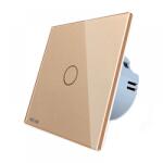 WELAIK Intrerupator simplu cu touch Welaik panou din sticla, Gold (A1911CG) - Technodepo