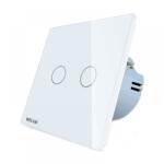 WELAIK Intrerupator dublu cu touch Welaik panou din sticla, Alb (A1921CW) - Technodepo