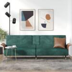 vidaXL Canapea extensibilă cu suporturi de pahar verde închis, catifea (351852) Canapea