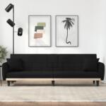 vidaXL Canapea extensibilă cu suporturi de pahare, negru, textil (351871) Canapea