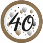 Procos S. A Papír tányér, 40. arany-ezüst lufis, 23 cm 8 db/cs