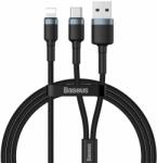 Baseus USB/USB-Type C/ Lightning kábel 18W 2, 4A 480 Mbps 1, 2m szürke Baseus Cafule Nylon harisnyázott (CATKLF-ELG1)