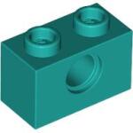 LEGO® 3700c39 - LEGO sötét türkiz technic kocka 1 x 2 méretű, lyukkal (3700c39)