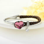  Platinával bevont karkötő bíborszínű szív alakú Swarovski kristállyal (0325. ) (G400005E19Y)