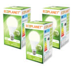 ECOPLANET Set 3 buc - Bec LED Ecoplanet, E27, 9W, 75W, 855 LM, F, lumina neutra 4000K, Alb, Mat (ECO-0072X3)