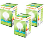 ECOPLANET Set 3 Buc - Bec LED Ecoplanet glob mic alb G45, E27, 1W (10W), 80 LM, G, lumina rece 6500K, Mat (ECO-0191X3)