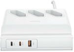 USAMS Power strip 65W Super Si gyorstöltés USB hosszabbító aljzat EU fehér CC160TC01 (US-CC160)