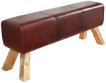 Invicta interior Banca BOCK 120 cm din piele naturala si lemn de mango maro (36269)