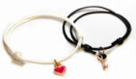 Maria King Páros zsinórszövet karkötő piros szív és fekete kulcs charmmal II (STM-319-441-zk-f)