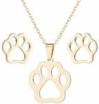 AZIZ Nemesacél áttört tappancs medál és fülbevaló szett, arany színű (WEN2235)