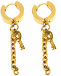 Maria King Arany színű nemesacél Szív Kulcs fülbevaló lánccal (STM-461-f)