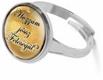 Maria King Eljegyzési gyűrű, „Hozzám jössz feleségül? felirattal, ezüst színben (állítható méret) (stm-uv-el-gy-03-e)