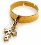 Maria King Kristályos Kereszt charmos állítható méretű gyűrű, arany színű, választható szélességben (STM-489-gy)
