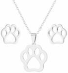 AZIZ Nemesacél áttört tappancs medál és fülbevaló szett, ezüst színű (WEN1400)