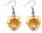 Maria King Narancssárga virág szív fülbevaló, ezüst színű akasztóval (STM-611-f)
