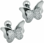 AZIZ Nemesacél pillangós fülbevaló, ezüst szín (WEN557)