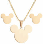 AZIZ Nemesacél egeres medál és fülbevaló szett, arany színű. Apró szépséghiba (WEN1805)