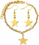 Maria King Nemesacél csillag charmos karkötő + fülbevaló szett, arany színű (STM-727-sz)