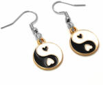 Maria King Fekete-fehér jin-jang fülbevaló ezüst színű akasztóval (STM-413-f-e)