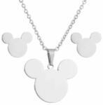 AZIZ Nemesacél egeres medál és fülbevaló szett, ezüst színű. Apró szépséghiba (WEN1804)