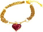 Maria King Háromsoros divat karkötő csillogó szív charmmal, arany színű (STM-330-tk)