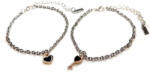 Maria King Ezüst színű páros karkötő fekete szív és fekete kulcs charmmal (STM-319-440-k-e)