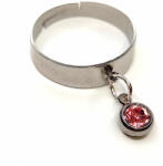 Maria King Pink kristály charmos állítható méretű gyűrű, ezüst színű, választható szélességben (STM-424-gy)