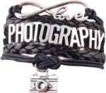 Maria King Love PHOTOGRAPHY feliratú többrétegű műbőr karkötő, fekete-ezüst (490/90050941489735/5)