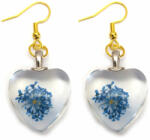 Maria King Kék virágszív fülbevaló, választható arany vagy ezüst színű akasztóval (STM-224/f)
