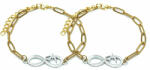 Maria King Végtelen-Szív charmos rozsdamentes acél hosszú szemes páros karkötő, arany színű (STM-671-pkha)