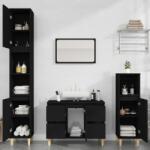 vidaXL Set mobilier de baie, 3 piese, negru, lemn compozit (3185598)