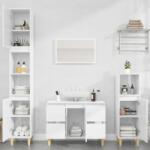 vidaXL Set mobilier de baie, 3 piese, alb extralucios, lemn compozit (3185599)