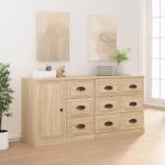 vidaXL Servante, 3 piese, stejar sonoma, lemn prelucrat (3185290) Comoda