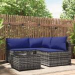 vidaXL Set mobilier de grădină cu perne, 4 piese, gri, poliratan (319845)
