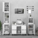 vidaXL Set mobilier de baie, 3 piese, alb, lemn compozit (3185605)