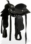 vidaXL Șa Western, căpăstru & pieptar, piele naturală, 13", negru (91356)