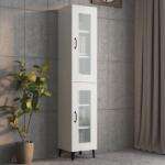vidaXL Dulap de perete suspendat, alb extralucios, 34, 5x34x90 cm (812462) Comoda