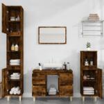 vidaXL Set mobilier de baie, 3 piese, stejar fumuriu, lemn prelucrat (3185602)
