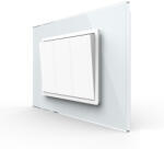 LIVOLO Intrerupator mecanic triplu 3M, cap scara cu rama sticla Livolo (VL-3FCMK-1WP-P9E)